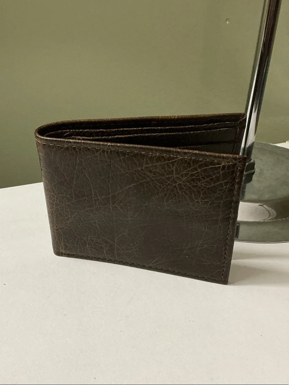 Genuine American Bison Leather Bi-Fold Wallet Brown New Without Tag